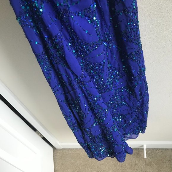 Adrianna papell Blue Sequined E Live from the Red Carpet Maxi dress size 2 - Picture 4 of 8